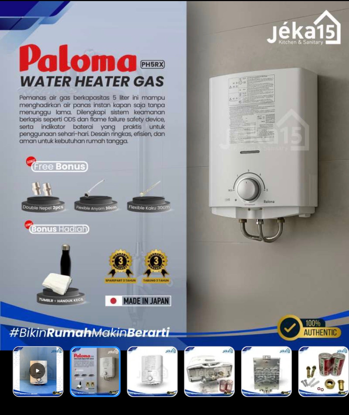 Water Heater Gas Paloma PH-5RX Natural Gas made in Japan